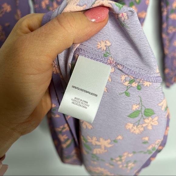 NWT WAYF Lavender Floral Boho Long Sleeve Mini Dress Size XS - Picture 7 of 12